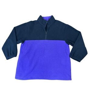 Men's Vintage 80's Nordstrom Black Purple Quarter Zip Fleece Pullover Adult M